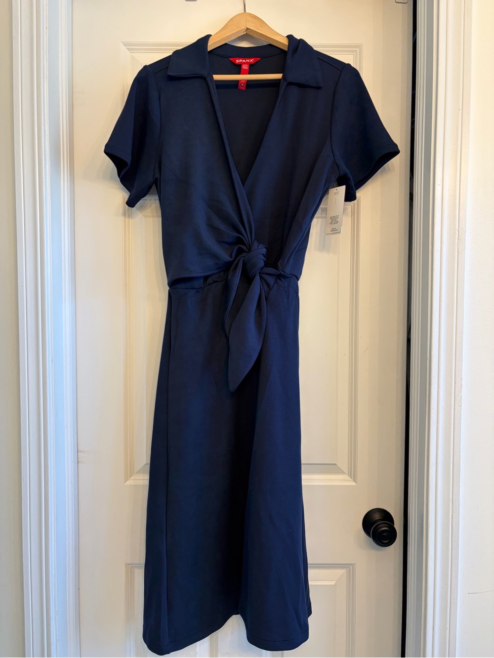 Spanx Air Essentials collared tie-waist midi dress, NWT